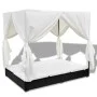 Tumbona con cortinas de ratán sintético negro de vidaXL, Camas para exteriores - Ref: Foro24-42948, Precio: 507,23 €, Descuen...
