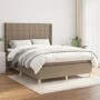 Box spring bed with taupe gray fabric mattress 140x190 cm by , Beds and slatted bases - Ref: Foro24-3131989, Price: 534,06 €,...