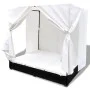 Tumbona con cortinas de ratán sintético negro de vidaXL, Camas para exteriores - Ref: Foro24-42948, Precio: 507,23 €, Descuen...