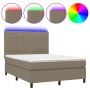Cama box spring colchón y luces LED tela gris taupe 140x190 cm de , Camas y somieres - Ref: Foro24-3134873, Precio: 476,34 €,...