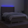 Cama box spring colchón y luces LED tela gris taupe 140x190 cm de , Camas y somieres - Ref: Foro24-3138873, Precio: 504,12 €,...