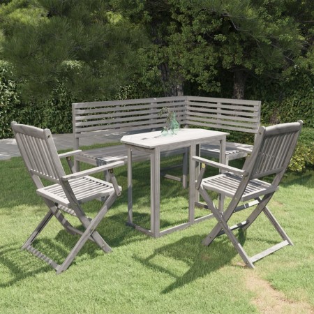 Muebles de bistró de jardín 4 piezas madera maciza acacia gris de , Conjuntos de jardín - Ref: Foro24-3057866, Precio: 464,82...