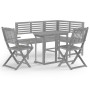 Muebles de bistró de jardín 4 piezas madera maciza acacia gris de , Conjuntos de jardín - Ref: Foro24-3057866, Precio: 464,82...