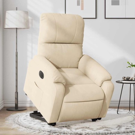 Sillón eléctrico reclinable elevable tela microfibra crema en Sillones | Comprar online en Foru.es