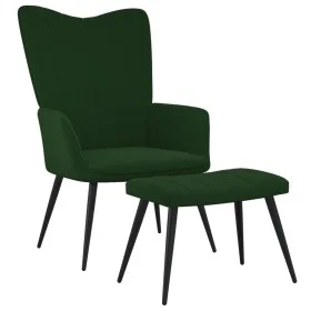 Silla de relajación con taburete terciopelo verde oscuro de , Sillones - Ref: Foro24-327690, Precio: 130,09 €, Descuento: %