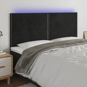 Kopfteil aus schwarzem Samt mit LED-Leuchten, 180 x 5 x 118/128 cm von , Kopf- und Fußteile - Ref: Foro24-3122346, Preis: 95,...