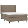 Cama box spring con colchón tela gris taupe 140x190 cm de , Camas y somieres - Ref: Foro24-3131429, Precio: 484,69 €, Descuen...
