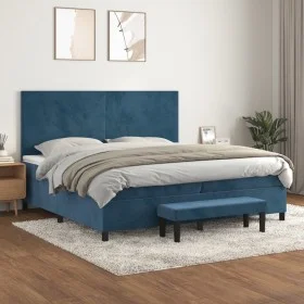 Box spring bed with dark blue velvet mattress 200x200 cm by , Beds and slatted bases - Ref: Foro24-3137747, Price: 757,56 €, ...
