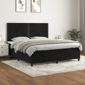 Cama box spring con colchón terciopelo negro 180x200 cm de , Camas y somieres - Ref: Foro24-3142979, Precio: 554,30 €, Descue...