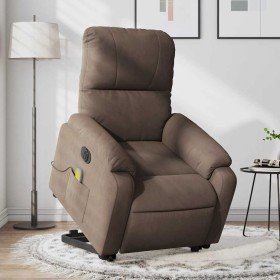 Sillón masaje eléctrico reclinable elevable tela marrón en Sillones | Comprar online en Foru.es