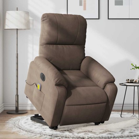 Sillón masaje eléctrico reclinable elevable tela marrón en Sillones | Comprar online en Foru.es