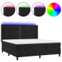 Cama box spring colchón y LED terciopelo negro 180x200 cm de , Camas y somieres - Ref: Foro24-3139519, Precio: 578,37 €, Desc...