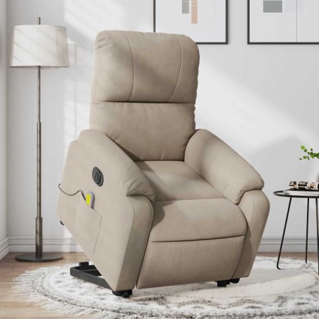 Sillón masaje eléctrico reclinable elevable tela gris taupe en Sillones | Comprar online en Foru.es