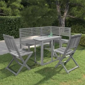 Muebles de bistró de jardín 4 piezas madera maciza acacia gris de , Conjuntos de jardín - Ref: Foro24-3057867, Precio: 452,12...