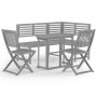 Muebles de bistró de jardín 4 piezas madera maciza acacia gris de , Conjuntos de jardín - Ref: Foro24-3057867, Precio: 480,99...