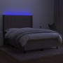 Cama box spring colchón y luces LED tela gris taupe 140x190 cm de , Camas y somieres - Ref: Foro24-3138313, Precio: 492,94 €,...