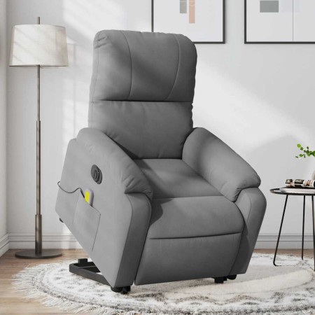 Sillón masaje eléctrico reclinable elevable tela gris oscuro en Sillones | Comprar online en Foru.es