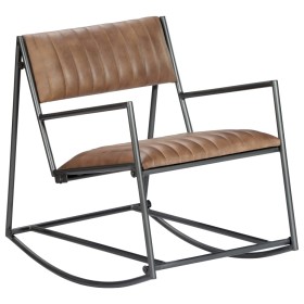 Silla mecedora de cuero auténtico marrón claro de , Mecedoras - Ref: Foro24-282904, Precio: 144,99 €, Descuento: %