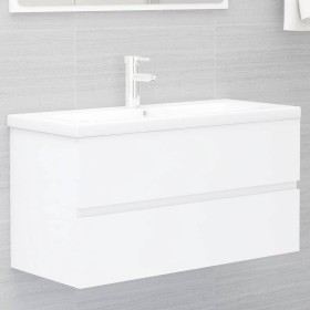 Mueble con lavabo blanco brillante aglomerado de , Tocadores de baño - Ref: Foro24-3071558, Precio: 228,34 €, Descuento: %