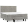 Cama box spring con colchón terciopelo gris claro 180x200 cm de , Camas y somieres - Ref: Foro24-3137737, Precio: 619,39 €, D...