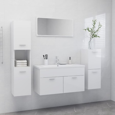 Juego de muebles de baño madera de ingeniería blanco brillo de , Muebles de baño - Ref: Foro24-3071384, Precio: 451,00 €, Des...
