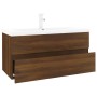 Mueble de baño con lavabo madera contrachapada marrón roble de , Tocadores de baño - Ref: Foro24-3152881, Precio: 245,93 €, D...