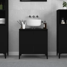Armario para lavabo madera contrachapada negro 58x33x60 cm de , Tocadores de baño - Ref: Foro24-821261, Precio: 45,10 €, Desc...