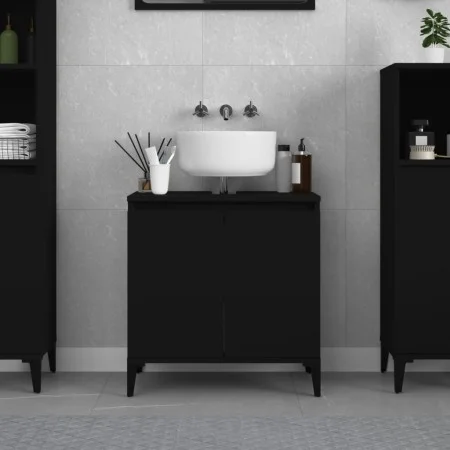 Armario para lavabo madera contrachapada negro 58x33x60 cm de , Tocadores de baño - Ref: Foro24-821261, Precio: 45,10 €, Desc...