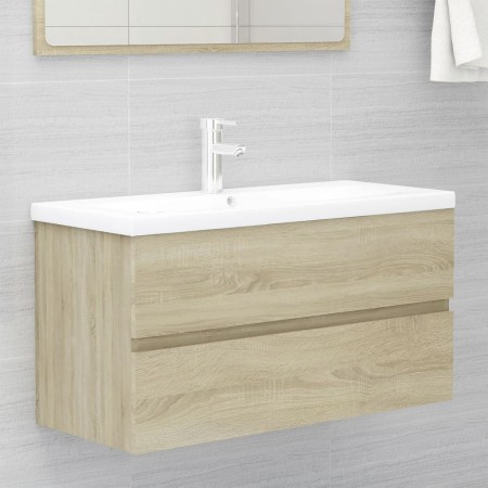 Mueble con lavabo madera de ingeniería roble Sonoma de , Tocadores de baño - Ref: Foro24-3071561, Precio: 226,31 €, Descuento: %