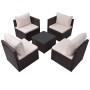 Set muebles de jardín 5 piezas y cojines ratán sintético marrón de vidaXL, Conjuntos de jardín - Ref: Foro24-43109, Precio: 3...