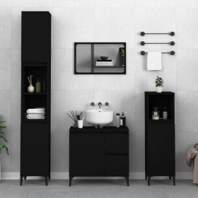 Armario de baño madera contrachapada negro 30x30x100 cm de , Muebles de baño - Ref: Foro24-819813, Precio: 67,29 €, Descuento: %