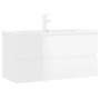 Mueble con lavabo madera de ingeniería blanco brillo de , Tocadores de baño - Ref: Foro24-3071654, Precio: 303,96 €, Descuent...
