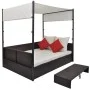 Cama de jardín con toldo ratán sintético marrón 190x130 cm de vidaXL, Camas para exteriores - Ref: Foro24-42900, Precio: 519,...