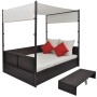 Cama de jardín con toldo ratán sintético marrón 190x130 cm de vidaXL, Camas para exteriores - Ref: Foro24-42900, Precio: 478,...
