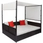 Cama de jardín con toldo ratán sintético marrón 190x130 cm de vidaXL, Camas para exteriores - Ref: Foro24-42900, Precio: 519,...