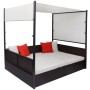 Cama de jardín con toldo ratán sintético marrón 190x130 cm de vidaXL, Camas para exteriores - Ref: Foro24-42900, Precio: 478,...