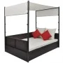 Cama de jardín con toldo ratán sintético marrón 190x130 cm de vidaXL, Camas para exteriores - Ref: Foro24-42900, Precio: 519,...