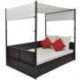 Cama de jardín con toldo ratán sintético marrón 190x130 cm de vidaXL, Camas para exteriores - Ref: Foro24-42900, Precio: 478,...