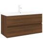 Mueble de baño con lavabo madera contrachapada marrón roble de , Tocadores de baño - Ref: Foro24-3152884, Precio: 320,06 €, D...
