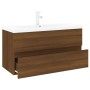Mueble de baño con lavabo madera contrachapada marrón roble de , Tocadores de baño - Ref: Foro24-3152884, Precio: 320,06 €, D...