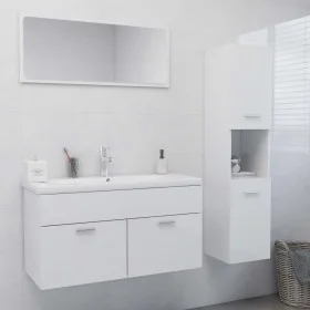 Juego de muebles de baño madera de ingeniería blanco brillo de , Muebles de baño - Ref: Foro24-3071429, Precio: 380,64 €, Des...