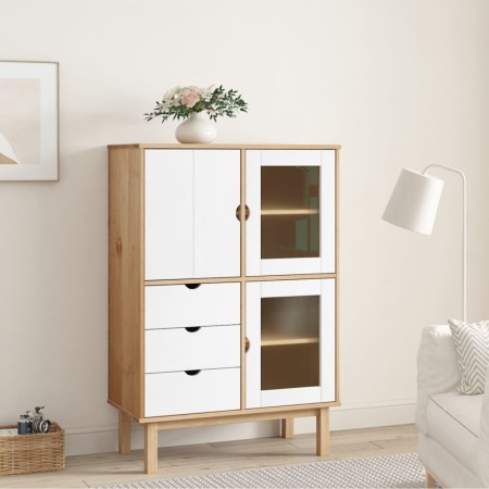 Aparador OTTA madera maciza pino marrón y blanco 85x43x125 cm de , Aparadores - Ref: Foro24-351308, Precio: 244,61 €, Descuen...