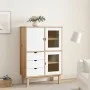 Aparador OTTA madera maciza pino marrón y blanco 85x43x125 cm de , Aparadores - Ref: Foro24-351308, Precio: 230,25 €, Descuen...
