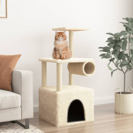 Rascador para gatos con postes de sisal color crema 109,5 cm en Mobiliario para gatos | Comprar online en Foru.es