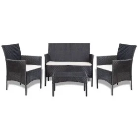 Set de muebles de jardín 4 pzas y cojines ratán sintético negro de , Conjuntos de jardín - Ref: Foro24-44186, Precio: 252,24 ...