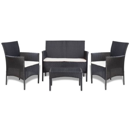 Set de muebles de jardín 4 pzas y cojines ratán sintético negro de , Conjuntos de jardín - Ref: Foro24-44186, Precio: 256,33 ...