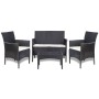 Set de muebles de jardín 4 pzas y cojines ratán sintético negro de , Conjuntos de jardín - Ref: Foro24-44186, Precio: 256,33 ...