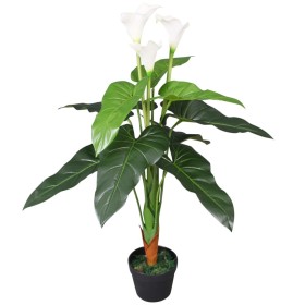 Planta cala lilly artificial con macetero 85 cm blanca de vidaXL, Flora artificial - Ref: Foro24-244445, Precio: 38,84 €, Des...