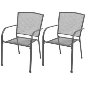 Stackable garden chairs 2 units gray steel by vidaXL, Garden chairs - Ref: Foro24-42705, Price: 113,68 €, Discount: %