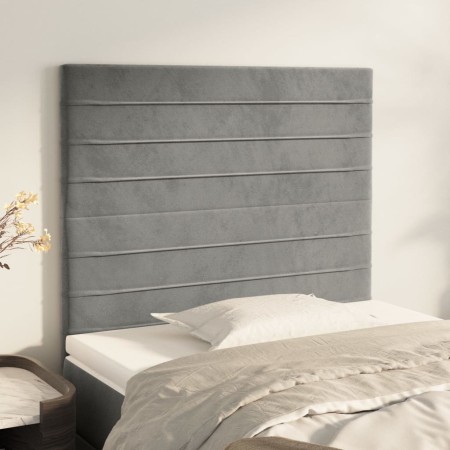 Cabeceros 2 unidades de terciopelo gris claro 90x5x78/88 cm de , Cabeceros y pies de cama - Ref: Foro24-3116508, Precio: 46,3...